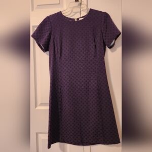 Sail to Sable Purple Mini Dress with Puff Sleeves and Crew Neck